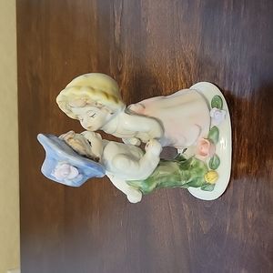Vintage Girl Kissing Boy  Porcelain figurine